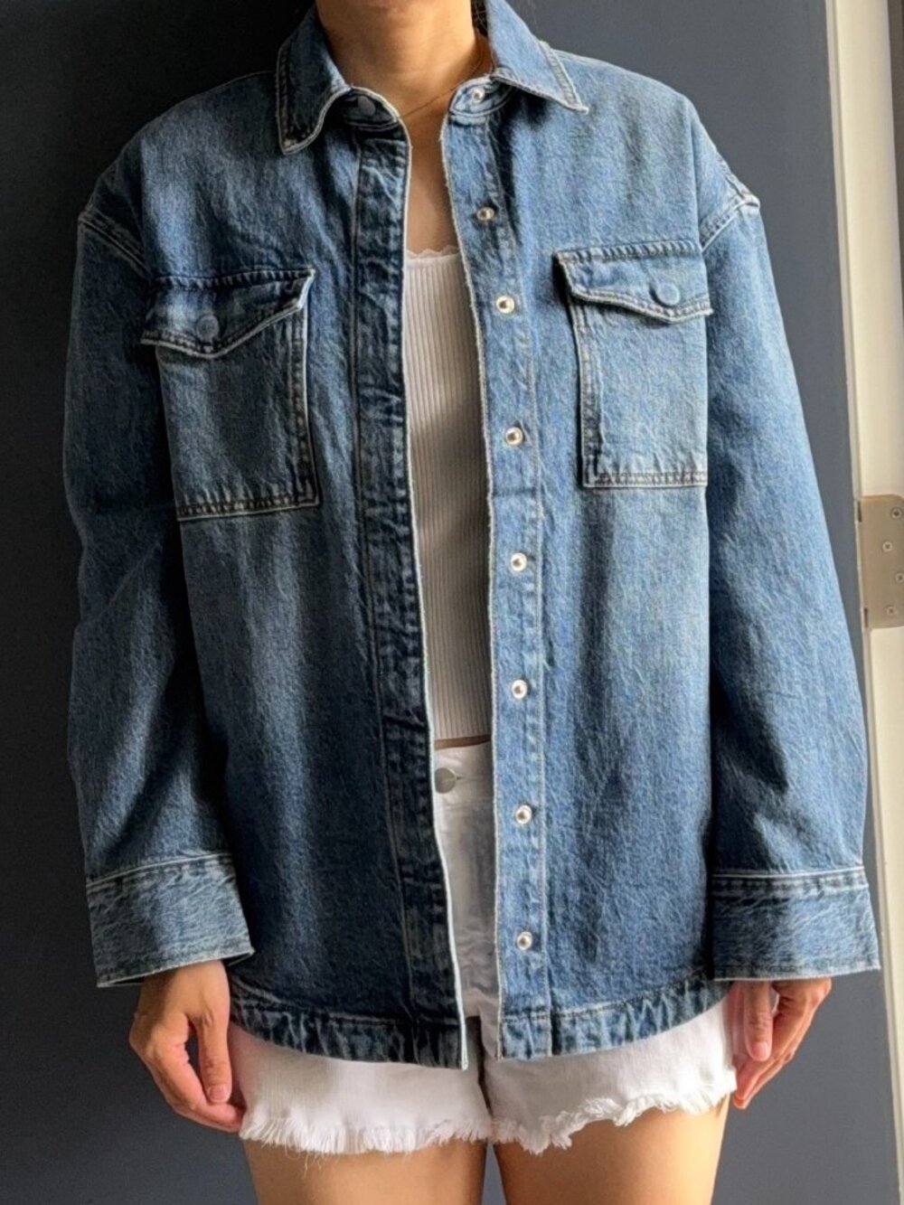 Joe's Jeans Denim Shirt Jacket with Chest Pockets | Medium Wash | Size XS
